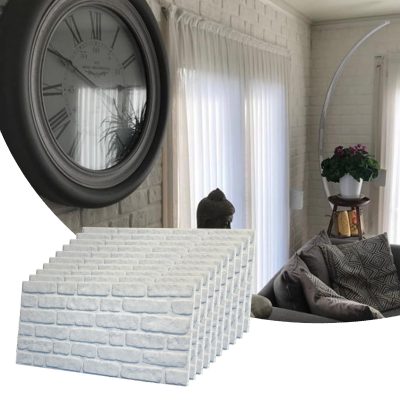 3D Wall Panels Brick Effect - Cladding, White Stone Look Wall Paneling, Styrofoam Facing for Living room, Kitchen, Bathroom, Balcony, Bedroom, Set of 10, Covers 53 sq ft