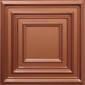 Traditional Square Copper Glue Up or Lay In, PVC 3D Decorative Ceiling Panel, 2 ft X 2 ft (60cm X 60cm), 4 sq ft (0.37 sq m) each - Single