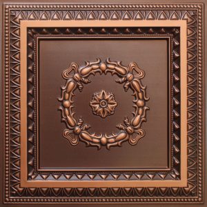 Rustic Traditional Antique Copper Glue Up or Lay In, PVC 3D Decorative Ceiling Panel, 2 ft X 2 ft (60cm X 60cm), 4 sq ft (0.37 sq m) each - Single