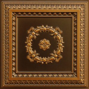 Rustic Traditional Antique Gold Glue Up or Lay In, PVC 3D Decorative Ceiling Panel, 2 ft X 2 ft (60cm X 60cm), 4 sq ft (0.37 sq m) each - Single