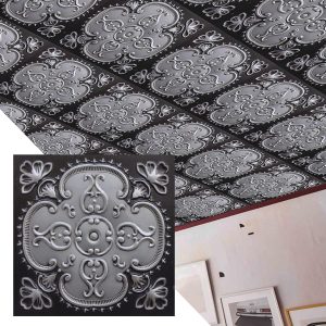 black rustic ceiling tiles