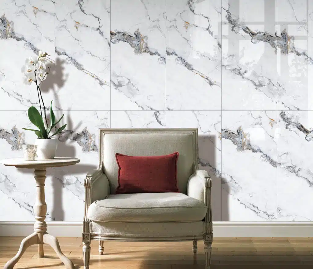 marble wall panels in sitting room