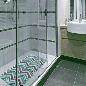 Waterproof geometric pattern shower mats