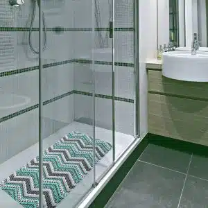 Waterproof geometric pattern shower mats