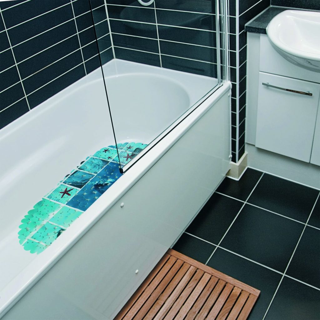 anti-slip blue ocean shower mat