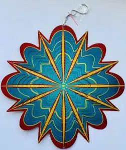  Red-yellow teal mandala design wind spinner