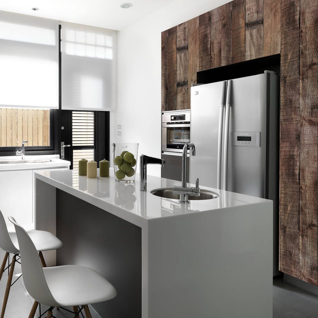 wooden design peel and stick wallpaper kitchen