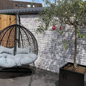 grey styrofoam wall panel in the patio