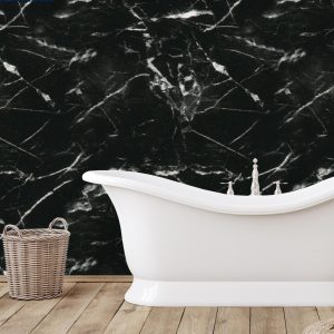 black uv marble wall panel in bathroom