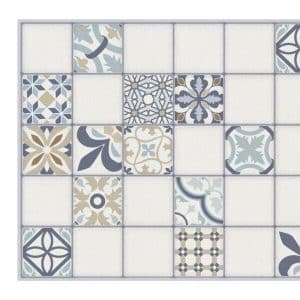 Blue Beige Faux Tile PVC 3D Wall Panel, 3.1 ft X 1.6 ft (96cm X 48cm), Interior Design Wall Paneling Decor, 4.9 sq. ft. (0.46 sq. m) each