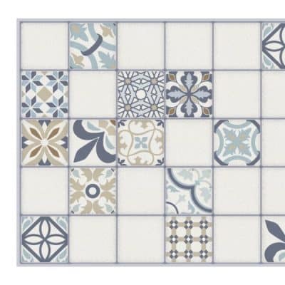 Blue Beige Faux Tile PVC 3D Wall Panel, 3.1 ft X 1.6 ft (96cm X 48cm), Interior Design Wall Paneling Decor, 4.9 sq. ft. (0.46 sq. m) each