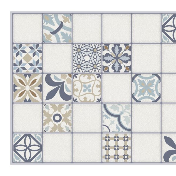 Blue Beige Faux Tile PVC 3D Wall Panel, 3.1 ft X 1.6 ft (96cm X 48cm), Interior Design Wall Paneling Decor, 4.9 sq. ft. (0.46 sq. m) each