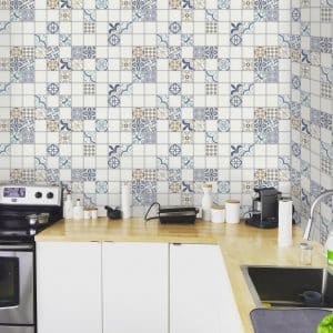 Blue Beige Faux Tile PVC 3D Wall Panel, 3.1 ft X 1.6 ft (96cm X 48cm), Interior Design Wall Paneling Decor, 4.9 sq. ft. (0.46 sq. m) each Blue Beige Faux Tile PVC 3D Wall Panel, 3.1 ft X 1.6 ft (96cm X 48cm), Interior Design Wall Paneling Decor, 4.9 sq. ft. (0.46 sq. m) each