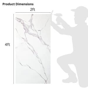 UV Marble Wall Panels - Perfect for Accent Walls, Bathrooms, Kitchens, and Living Spaces - White, Grey Veins