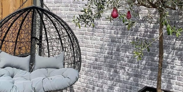 grey styrofoam wall panel in the patio