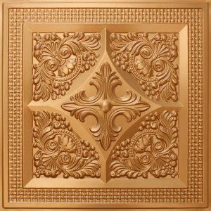 Rustic Floral Gold Glue Up or Lay In, PVC 3D Decorative Ceiling Panel