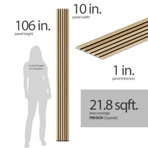 Dundee Deco Slat Wall Panels - Faux Wood Styrofoam Wall Paneling for Interior and Exterior Walls - Extra Long Fluted Acoustic Wall Panels, Easy DIY Installation, Modern Wood Slats for Accent Walls - Caramel, 106 in x 10 in, Pack of 3, Total Coverage 22 sq ft