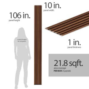 Dundee Deco Slat Wall Panels - Faux Wood Styrofoam Wall Paneling for Interior and Exterior Walls - Extra Long Fluted Acoustic Wall Panels, Easy DIY Installation, Modern Wood Slats for Accent Walls - Auburn, 106 in x 10 in, Pack of 3, Total Coverage 22 sq ft