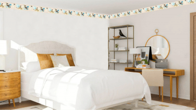 room with floral wallpaper border