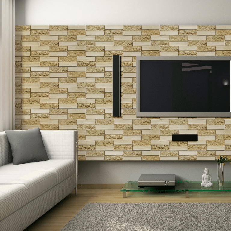 beige faux brick wall panel