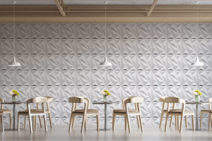restaurant with 3d diamond pvc wall panels