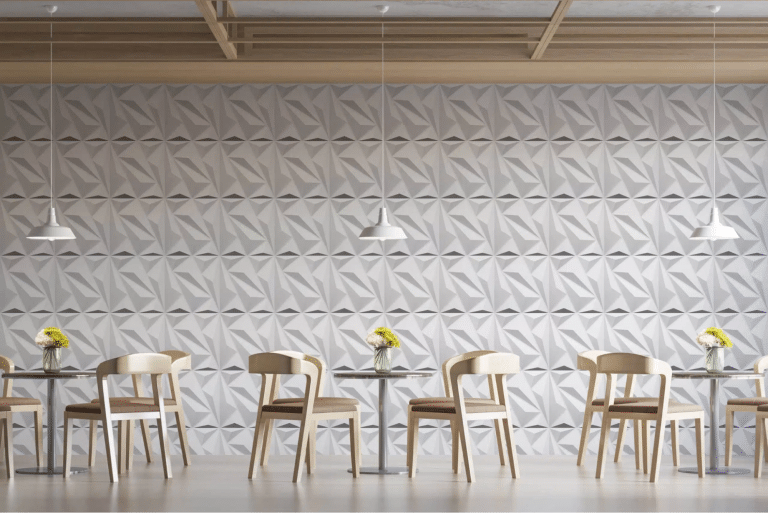 restaurant with 3d diamond pvc wall panels