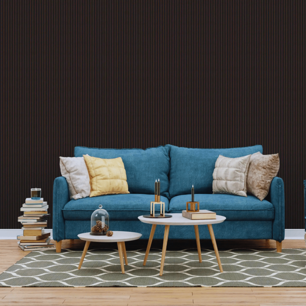living room with fluted 3d wall panels