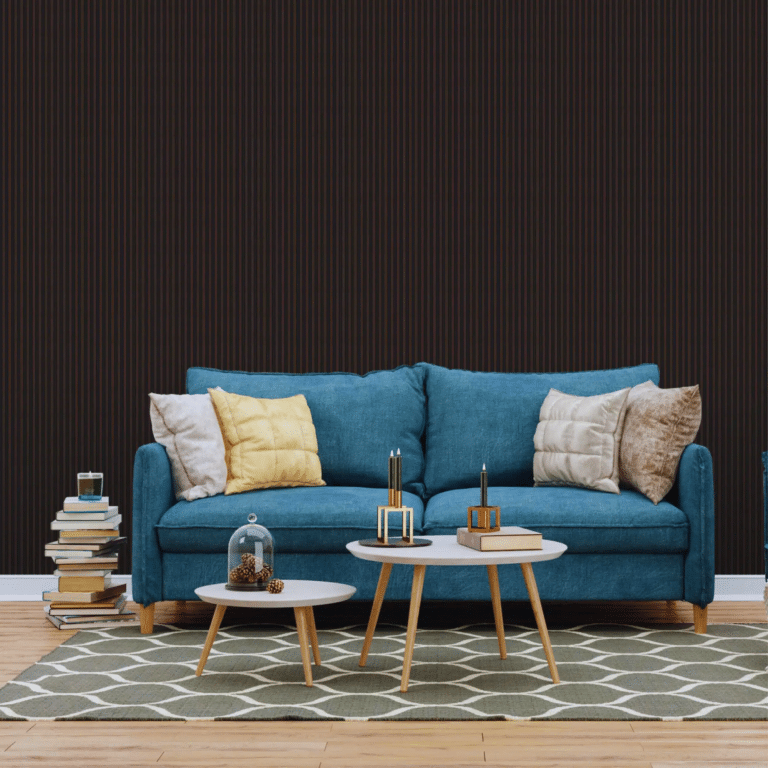 living room with fluted 3d wall panels