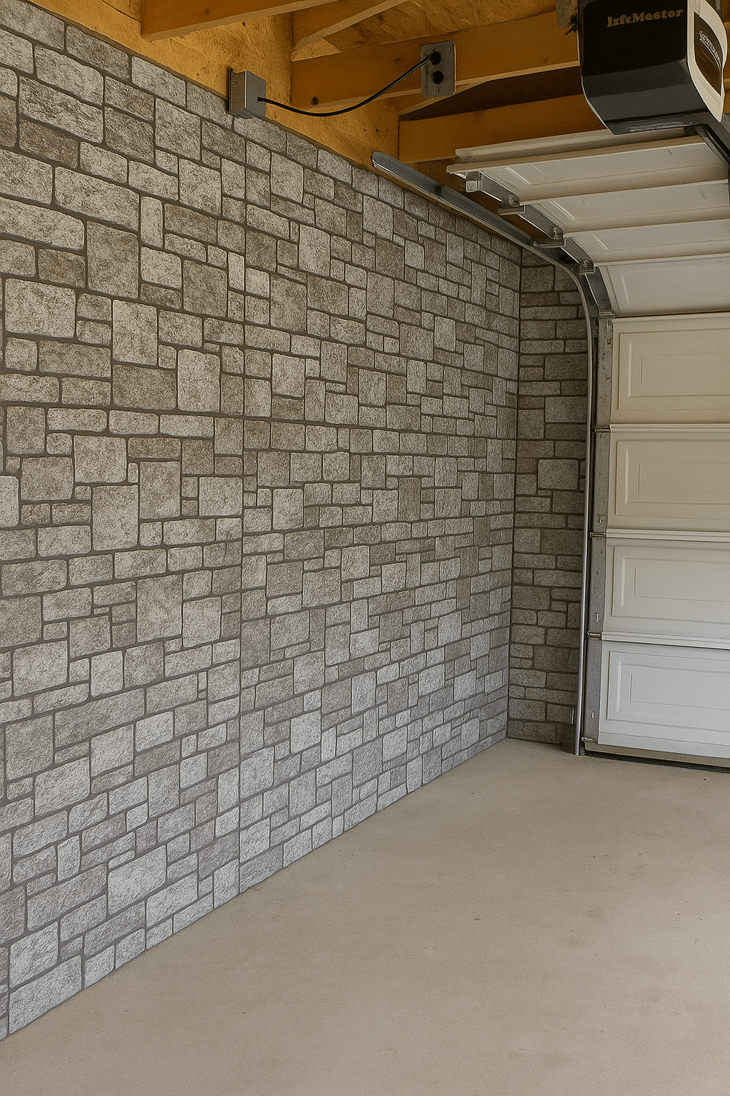 brick panel in garage