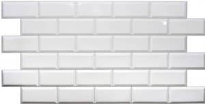 Pearl White Faux Tile PVC 3D Wall Panel, Interior Design Wall Paneling Decor