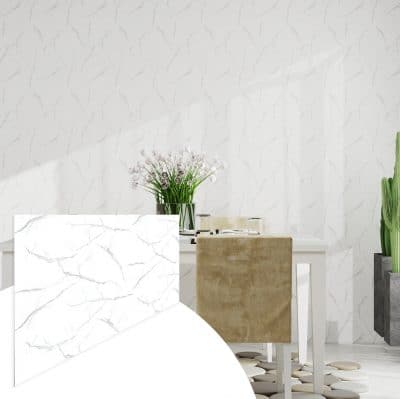 Faux Marble Wall Panels - 2 ft X 4 ft - Glossy, Waterproof Indoor Wall Cladding - White, Grey Veins