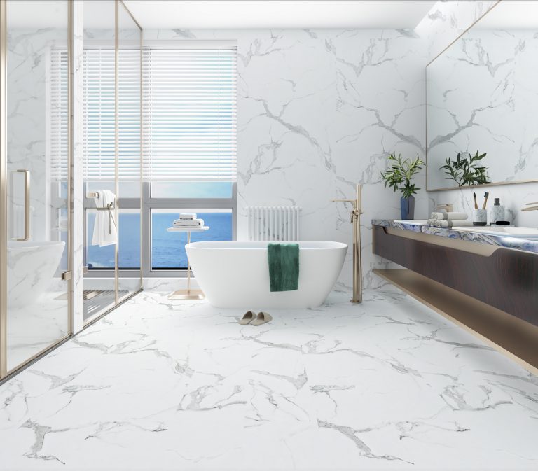 marble spc panel in bathroom