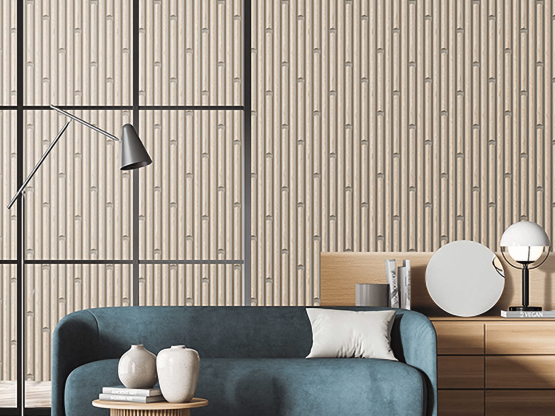 image1 living area with brown bamboo wallpaper