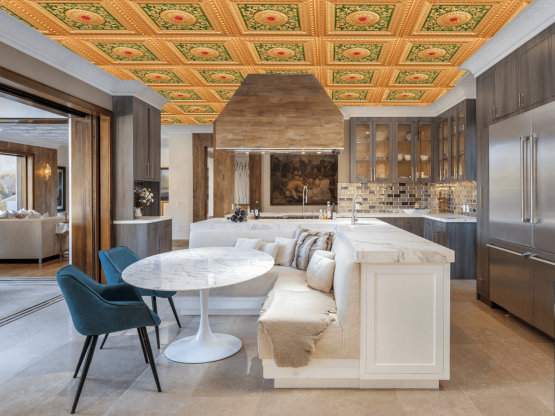 Rustic Floral Gold Glue Up or Lay In, PVC 3D Decorative Ceiling Panel